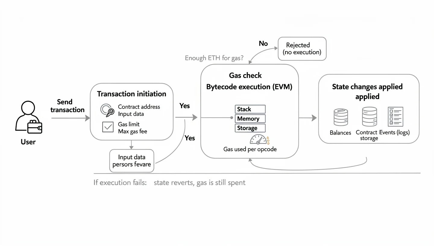 How a transaction moves through the EVM