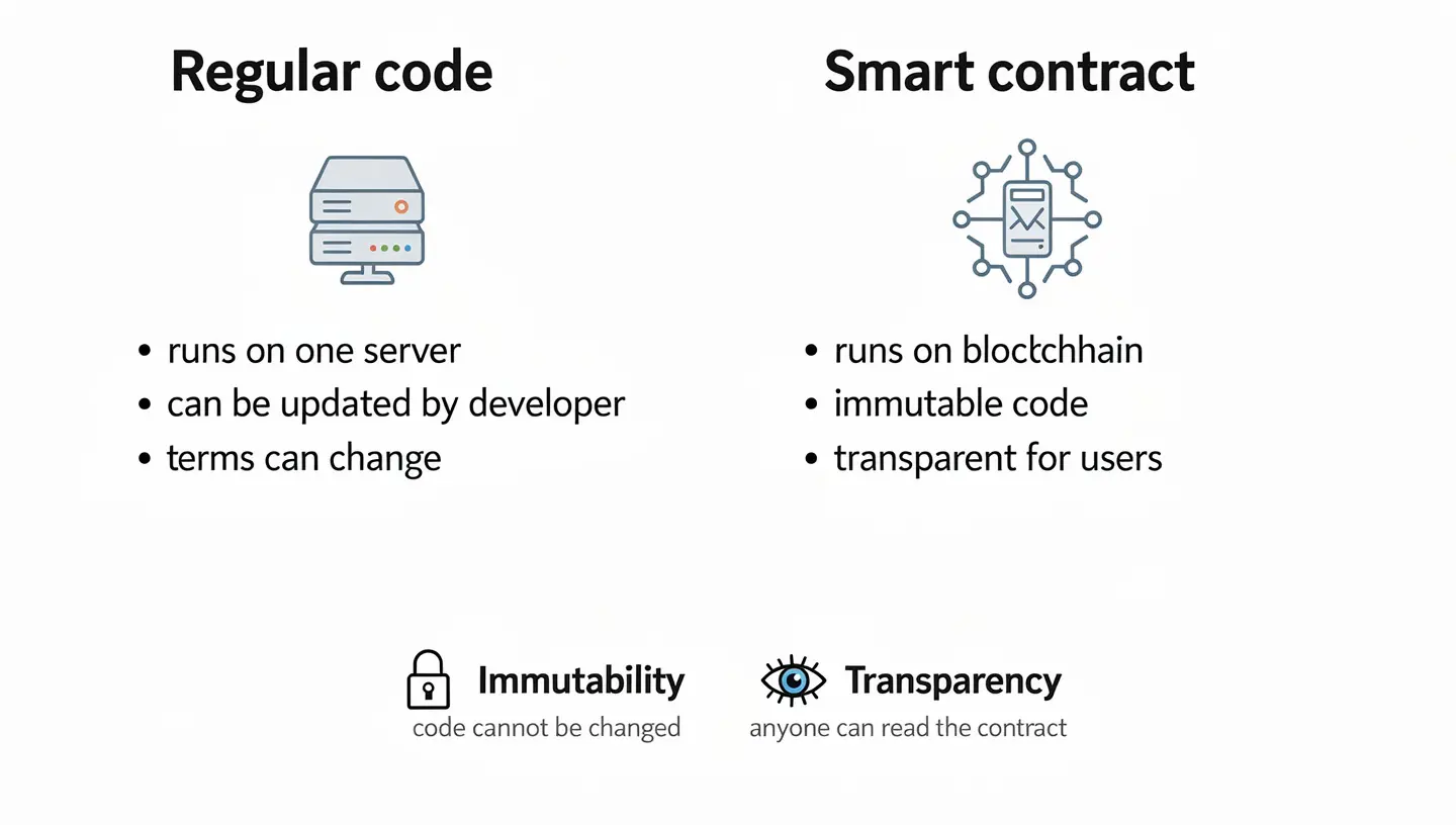 What makes a smart contract different from regular code